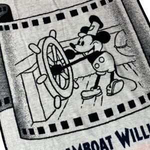 Vintage Biederlack Blanket Disney Mickey Mouse Steamboat Willie 1928 USA Cartoon